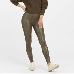 Spanx Faux Leather Olive Leggings